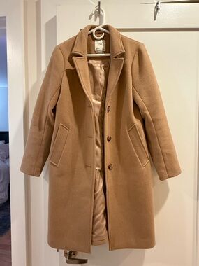 Abercrombie & Fitch Camel Wool-Blend Pea Coat